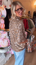 Metallic Leopard Stripe Placket Top