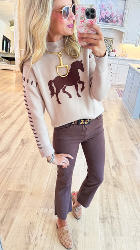 Latte Horse Knit Sweater