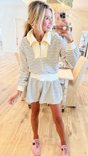 Black and Cream Stripe Zip Up Romper