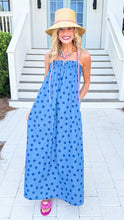 Dusty Blue Polka Dot Maxi Dress