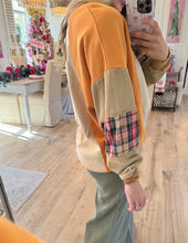 Coconut Carmel Color Block Terry Knit Pullover