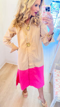Khaki and Pink Caryn Lawn Midi Dress