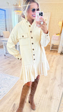 Ecru Long Sleeve Pleated Hem Dress