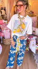 Denim Printed Barrel Leg Jeans