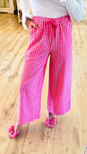 Pink Gingham Seersucker Wide Leg Pants