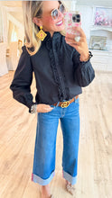 Black Eyelet Accent Classy Blouse