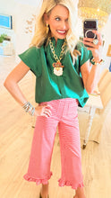 Pine Ruffle Neck Top