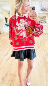 Queen of Sparkle Pink and Red Vintage Santa Sweatshirt