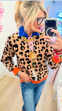 THML Leopard Color Block Sweater