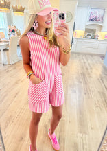 Bubble Pink Textured Striped Romper