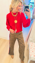 Animal Print Accent Trim Pants