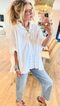 White Button Down Oversize Top