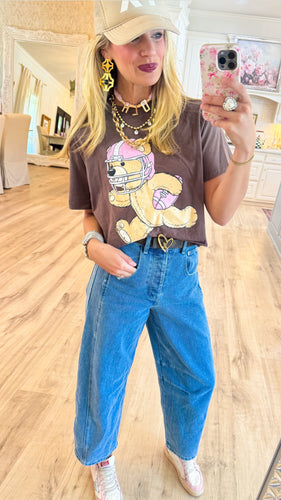 Mocha Football Bear Top