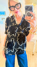Black Ruffle Neck Burnout Velvet Top