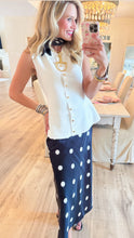 Cream Sleeveless Front Button Down Top