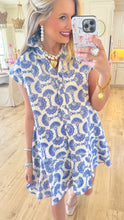 Blue Printed Mini Dress