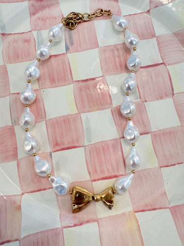 Pearl Bow Necklace