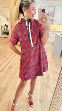 Plaid Contrast Short Sleeve Mini Dress