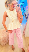 Ivory Sleeveless Pleated Blouse