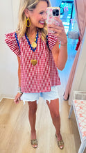Red Gingham Flutter Sleeve Top