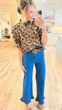 Bronze Leopard Short Puff Sleeve Top