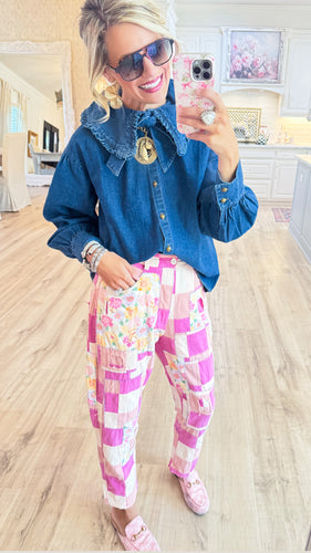 Peony Pink Patch Pants