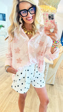 Light Pink Flower Rhinestone and Beaded Top
