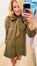 Olive Neck Tie Mini Dress
