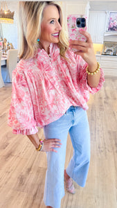Pink Multi Floral Yoke Blouse