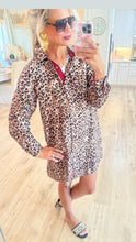 Taupe Solid Contrast Accent Leopard Dress
