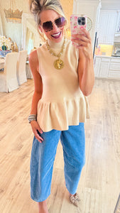 Latte Peplum Top