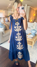 Navy Applique Midi Dress