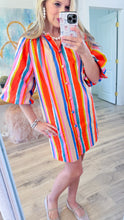 Orange Multi Striped Poplin Dress