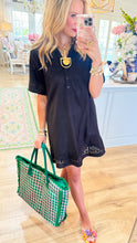 Black Solid Eyelet Cutwork Mini Dress