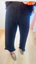 Black Tweed Ruffle Hem Pants