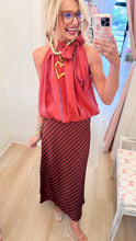 Rust High Neck Bow Bubble Top