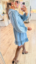Denim Peter Pan Collar Pintuck Dress
