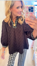 Black Jacquard Polka Dot Top
