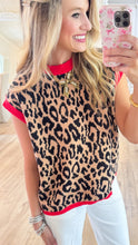 Leopard and Red Contrast Sweater Vest