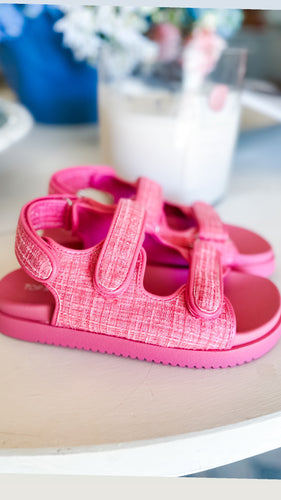 Pink Tweed Platform Sandal