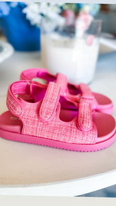 Pink Tweed Platform Sandal