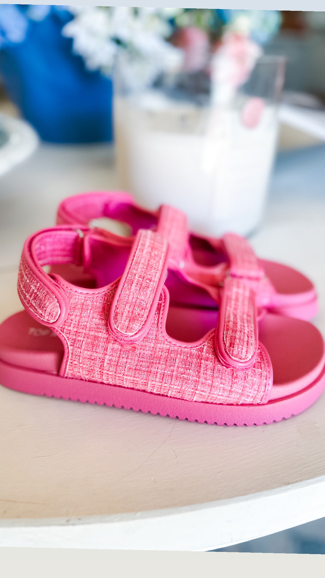 Pink Tweed Platform Sandal