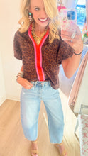 THML Leopard Print Colorblock Top