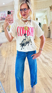 Bone and Pink Cowboy Graphic Tee