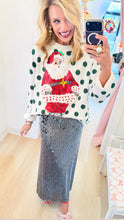 Queen of Sparkle Green Polka Dot Santa Sweater