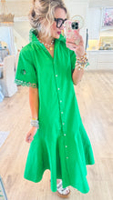 Kelly Green Flare Hem Midi Dress
