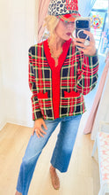 Navy Plaid Scallop Detail Cardigan