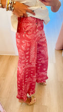 Dusty Rose Paisley Ruffle Hem Pants