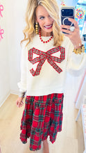 White Tartan Plaid Bow Sweater