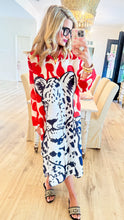 Red Polka Dot Leopard Button Up Dress